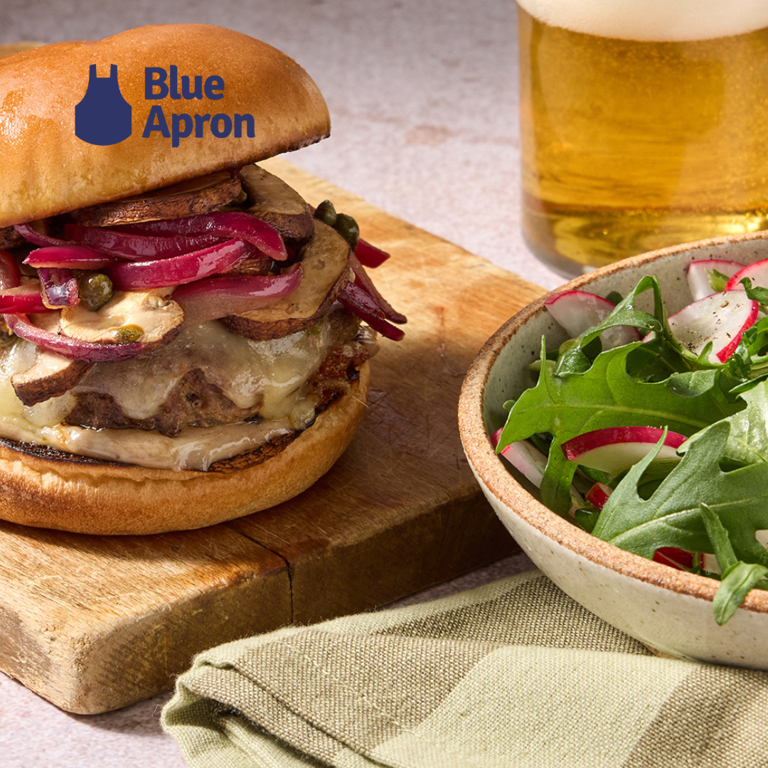Blue Apron - Truffle & Fontina Burgers with Sautéed Mushrooms & Arugula Salad