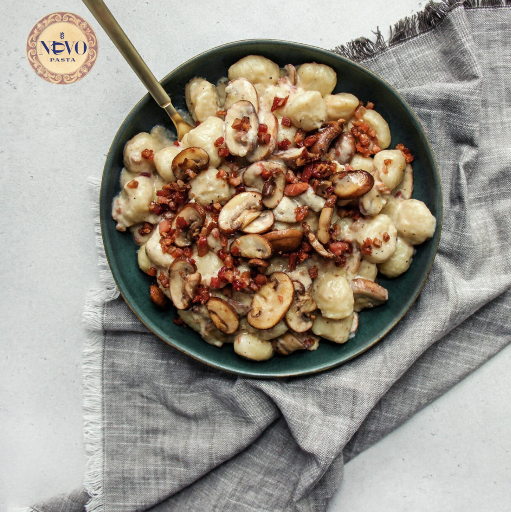 Gnocchi with Cream Mushroom Pancetta Truffle Sauce