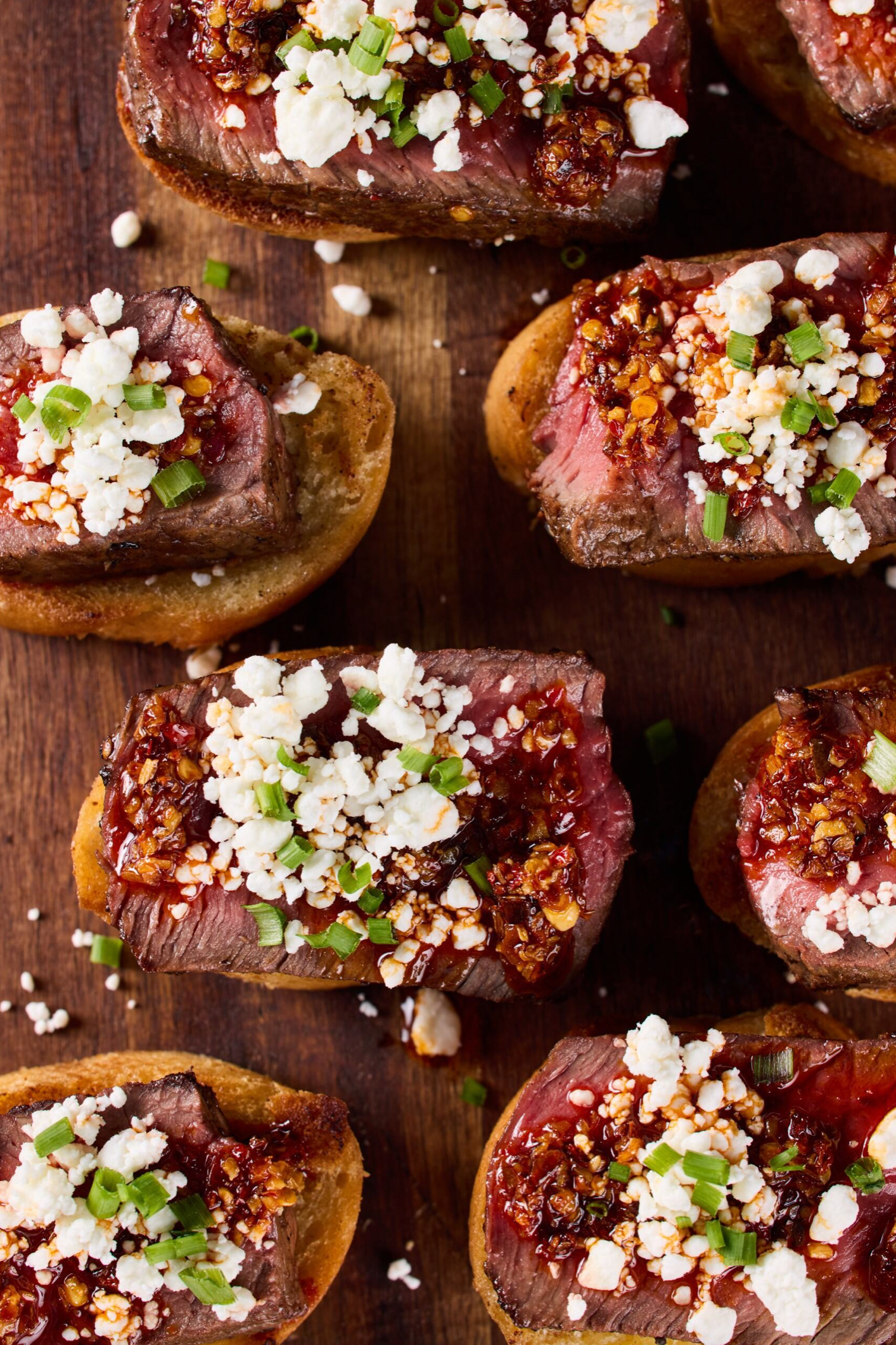 Steak Crostini with Calabrian Truffle Crunch