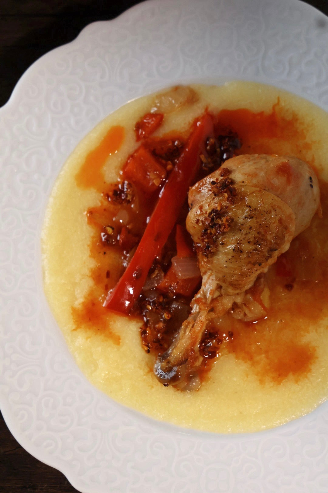 Braised Chicken Drumsticks in a Calabrian Truffle Crunch Tomato Sauce