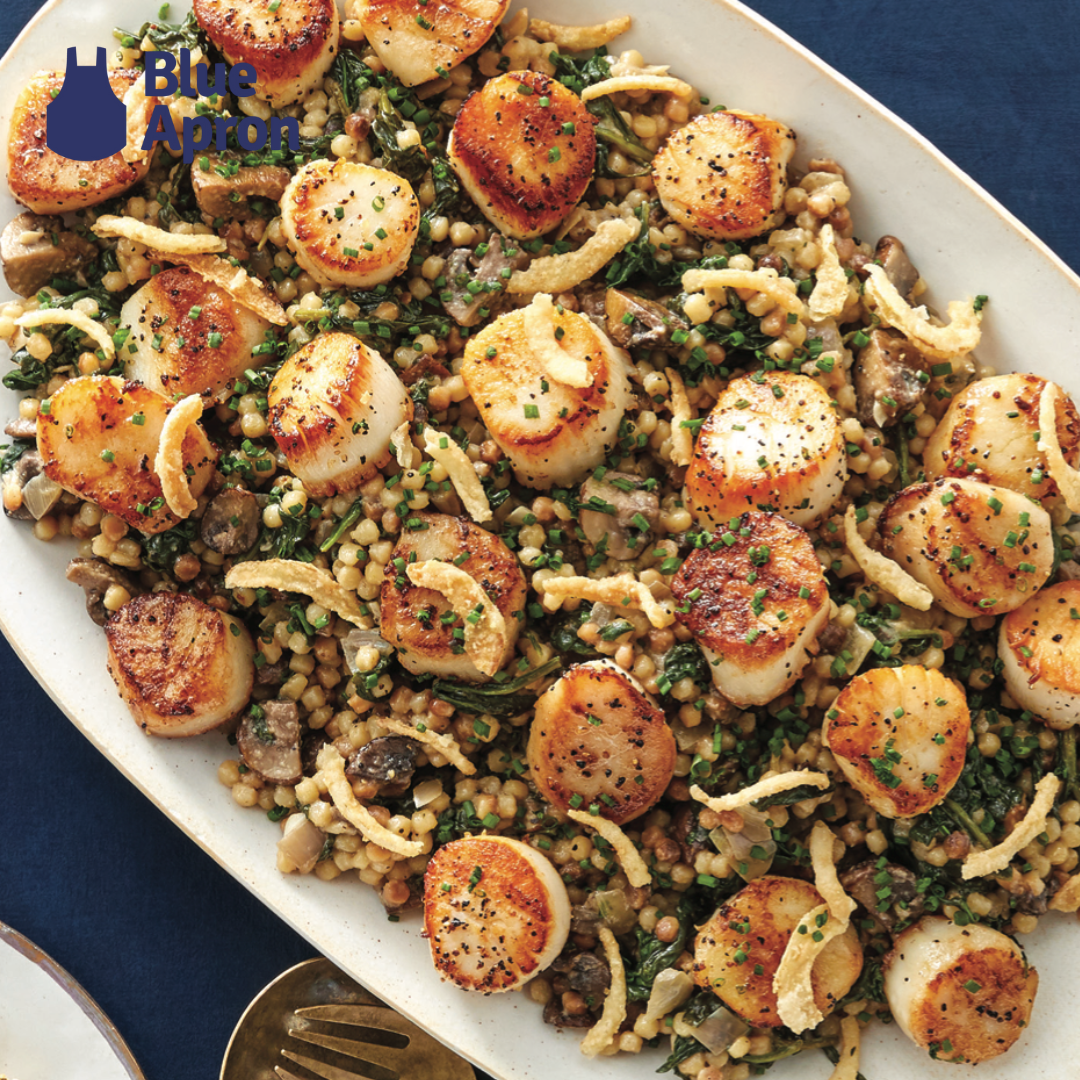 Blue Apron - Seared Scallops & Mushroom Pasta