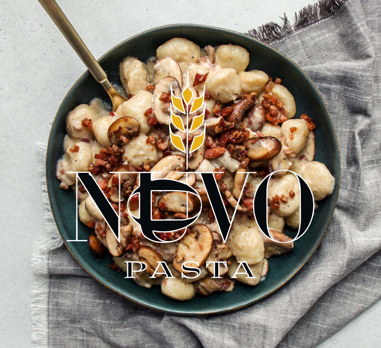 Gnocchi with Cream Mushroom Pancetta Truffle Sauce Made by nuovopasta