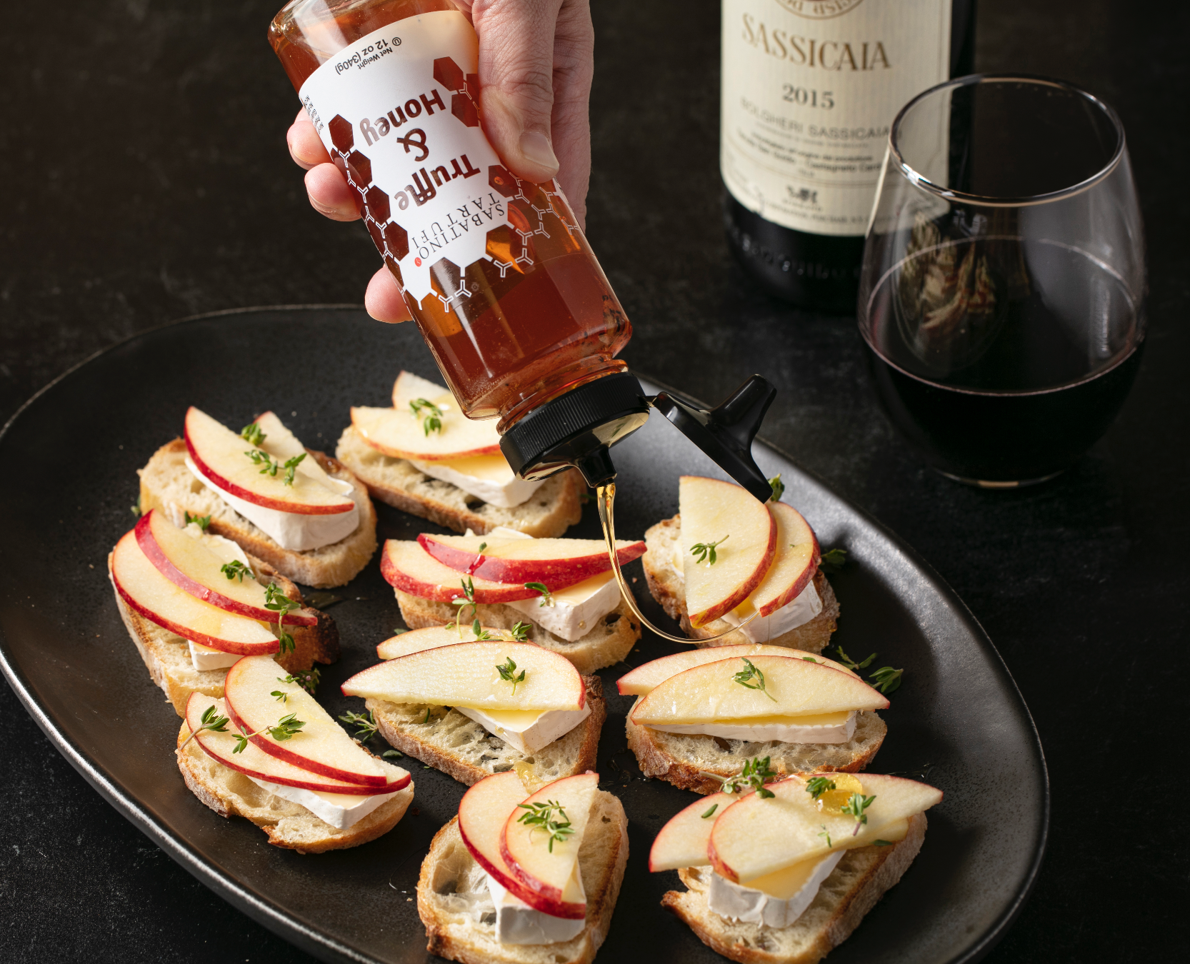 Apple Brie Crostini with Truffle Honey