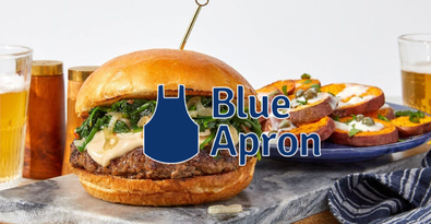 Blue Apron -  Cheesy Truffle & Spinach Burgers with Roasted Sweet Potatoes & Lemon-Caper Mayo