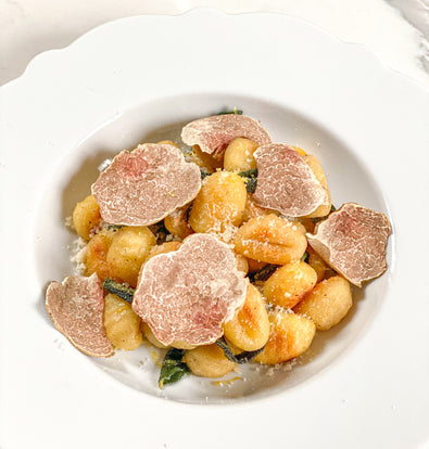 PAN-SEARED GNOCCHI WITH WHITE TRUFFLE BROWNED BUTTER, SAGE AND WHITE TRUFFLES