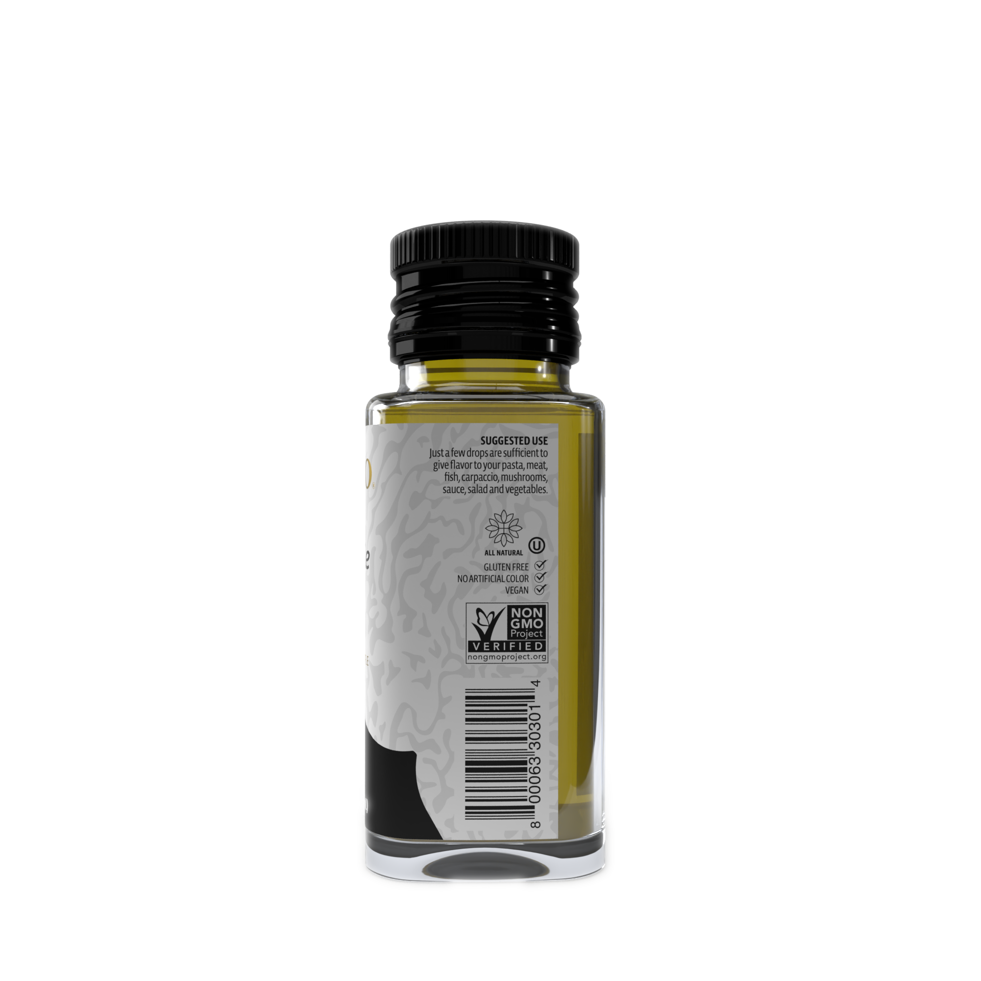 All Natural Black Truffle Infused Oil - 3.4 fl oz side of pot 2