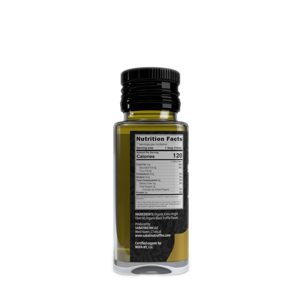 USDA Organic Black Truffle Infused Oil - 3.4 fl oz side of pot